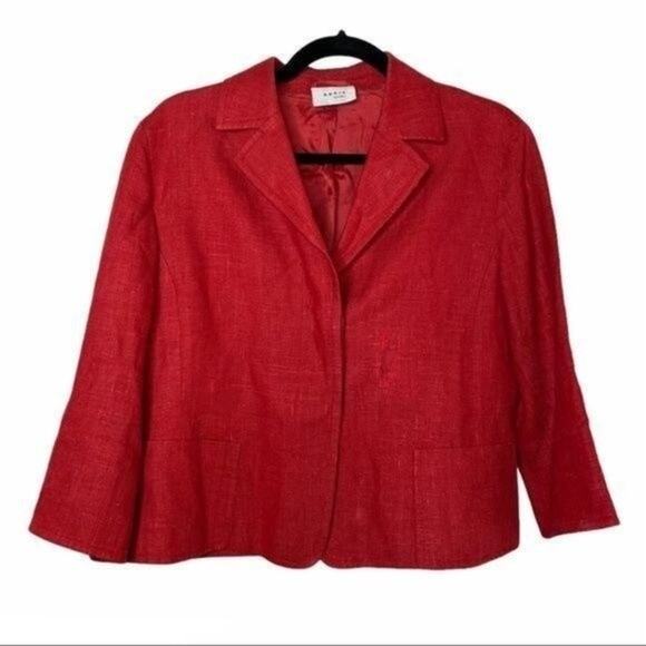Akris Punto Red Cropped Linen Blazer 10 - Picture 1 of 10